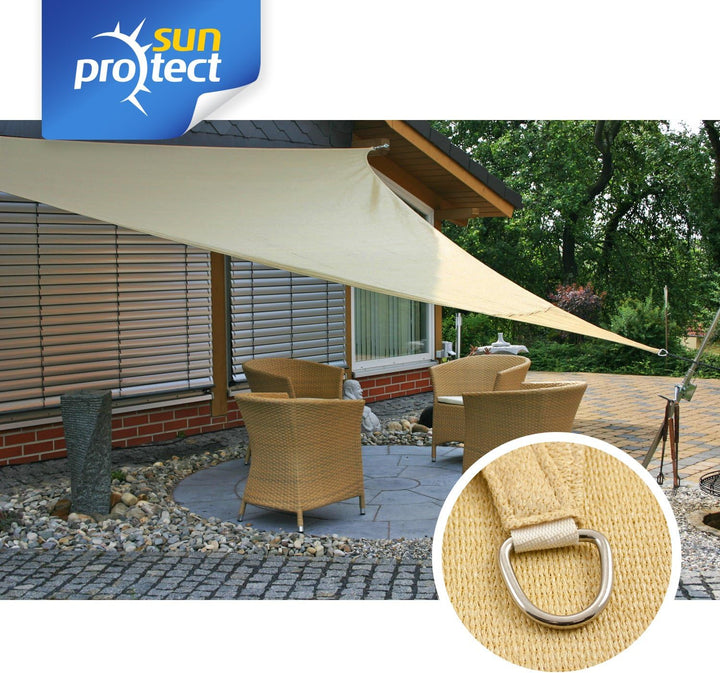 sunprotect 83493 Professional Sonnensegel, 2 x 2 x 2 m, Dreieck, Wind- & wasserdurchlässig, beige 2