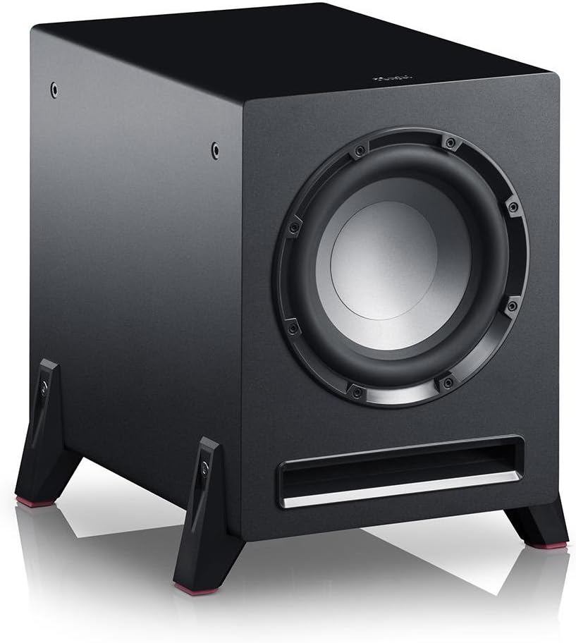Teufel T 8 Aktiv-Subwoofer, als Frontfire- oder Downfire-Subwoofer 100 Watt Schwarz, Schwarz