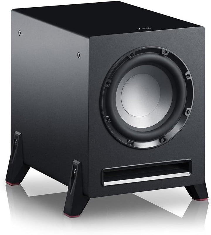 Teufel T 8 Aktiv-Subwoofer, als Frontfire- oder Downfire-Subwoofer 100 Watt Schwarz, Schwarz