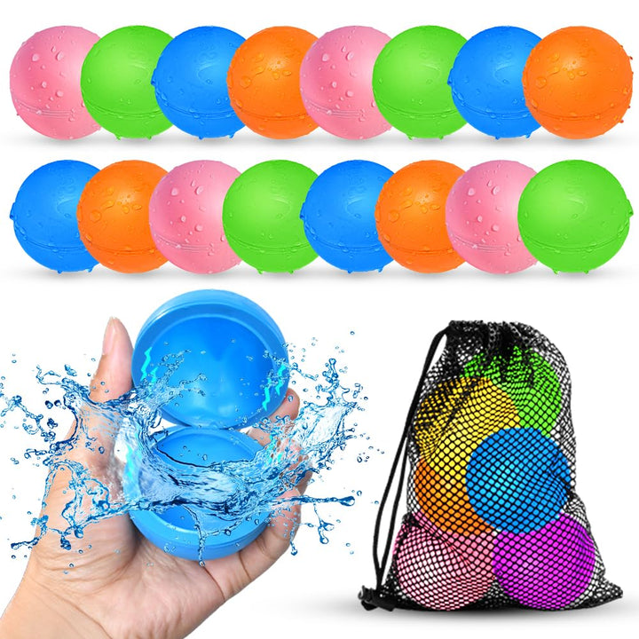 16 Stück Wasserbomben Wiederverwendbar,Silikon Wasserbomben Selbstschliessend magnetische Spritzbäll