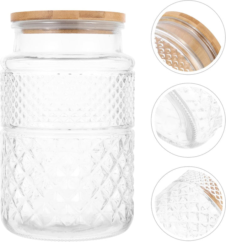 Cabilock Food Container Vorratsgl? Mit Holzdeckel Vorratsdosen Glasdose Dose Bonbonglas Honiggl? Kaf
