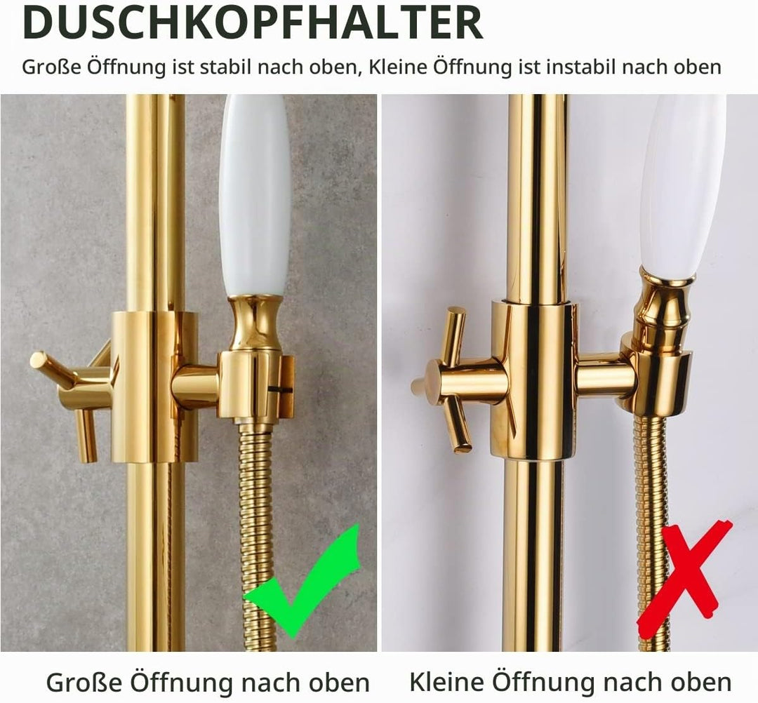 CIENCIA Duschstange Variabel 66cm Messing Wandstange Dusche Brausestange Titangold für Handbrause Du