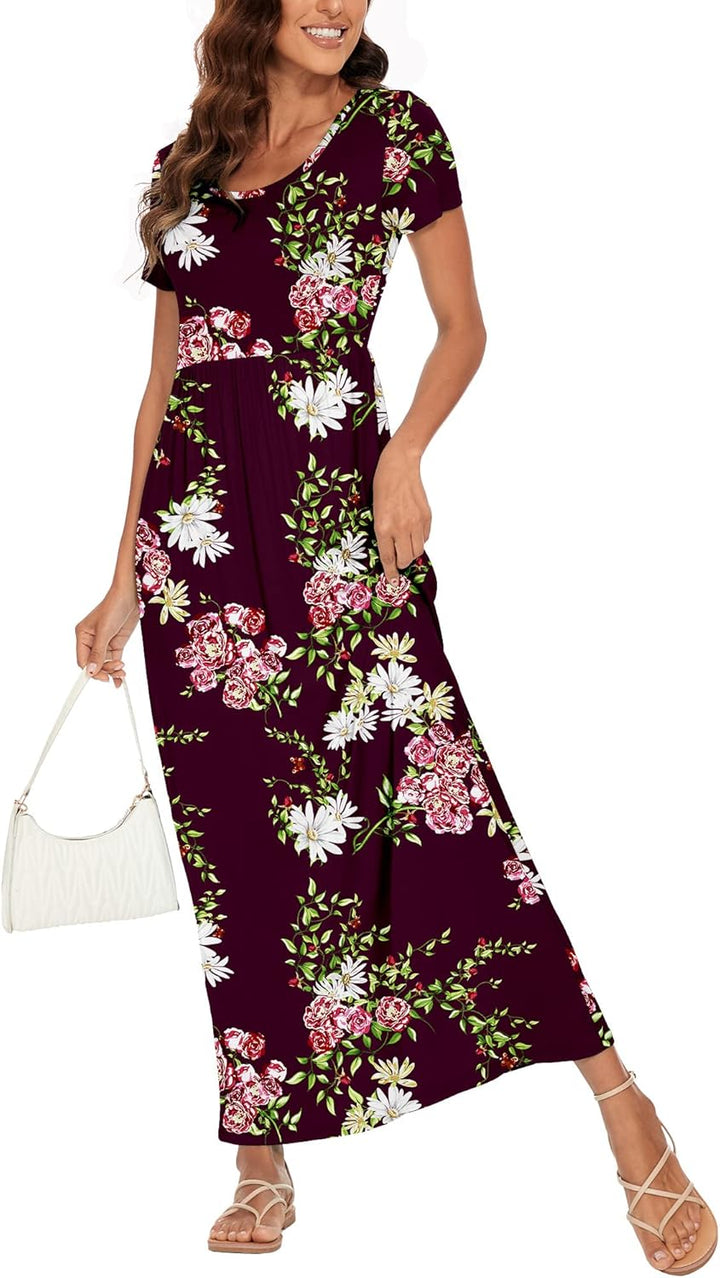 DEARCASE Damen Maxi Kleid Sommer Mutterschaft Casual Langarm/Kurzarm Floral Lose Lange Kleider Plus