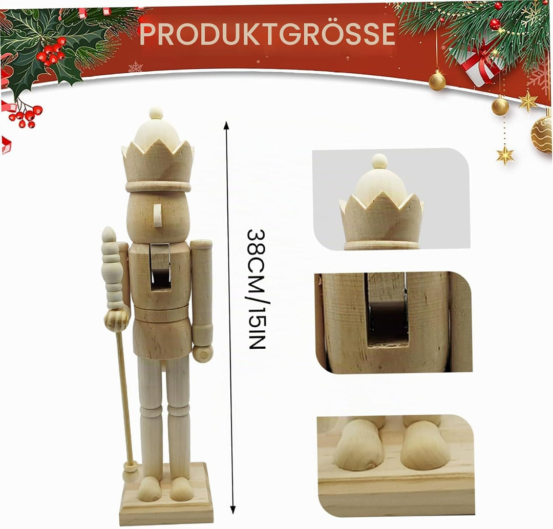 1 Stück unvollendeter Nussknacker, 38, 1 cm grosse, bemalbare Nussknacker-Figuren aus Holz für Junge