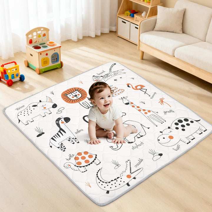 Krabbelmatt Baby 127x127cm,Faltbar Spielmatte Baby,Weiche Dicke Krabbeldecke maschinenwaschbare für