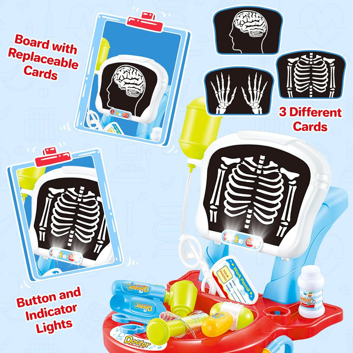 deAO Toys Little Doctor tragbares Krankenhaus-Spielset für Kinder, für Rollenspiele, mit