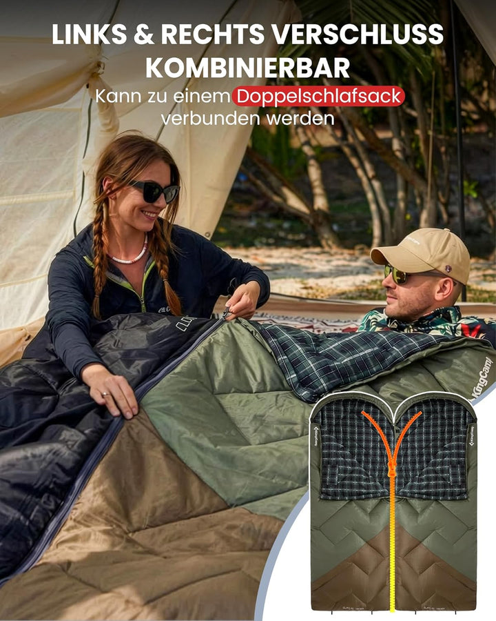 KingCamp Schlafsack für Erwachsene, Winter, Flanell, kompakt, 3-4 Jahreszeiten, Decke für Camping, R