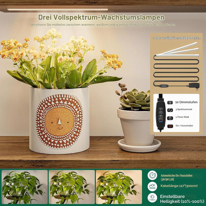 Pflanzenständer mit Wachstumslicht, 9 Ebenen Blumenregal aus Metall &amp; Holz, 160cm hoch, Indoor &amp; Out