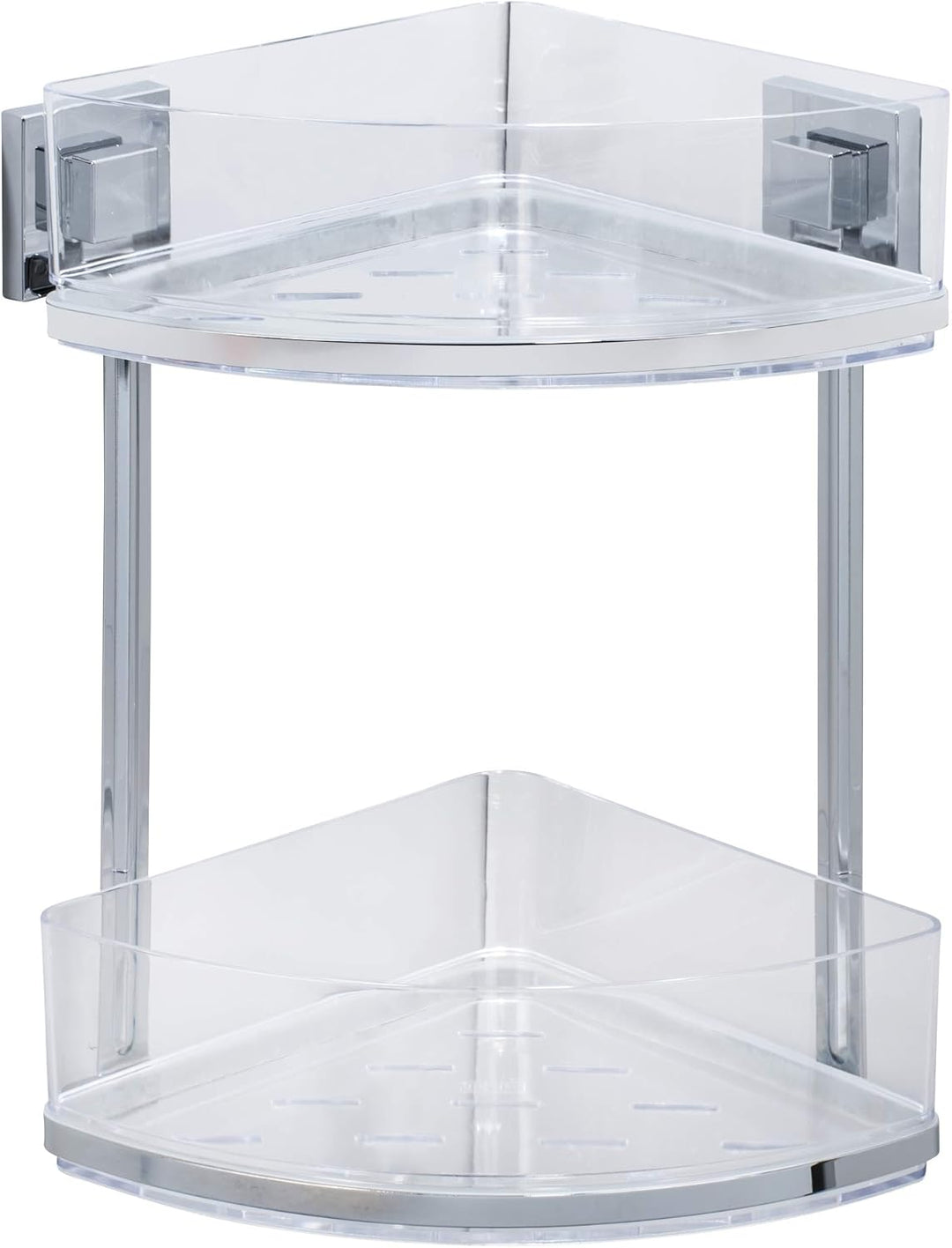 WENKO Vacuum-Loc® Badezimmer Eckregal Quadro Duo, ohne bohren, mit 2 Etagen, rostfreie Edelstahl Hal