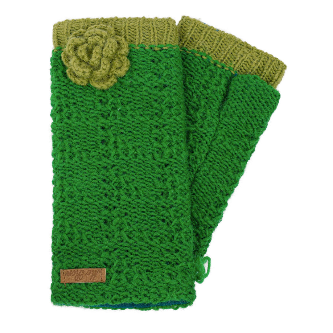 McRon Damen Gestrickte Pulswärmer Modell Lana Grasgrün, Grasgrün