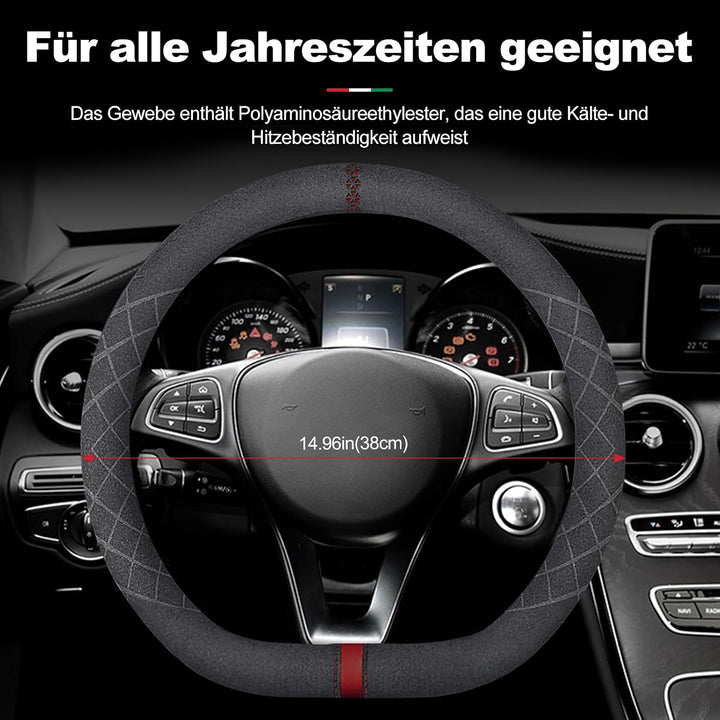 Ergocar D-Form Auto Lenkradbezug Rutschfester Auto Sport Lenkradschutz Mikrofaser Wildleder Winter W
