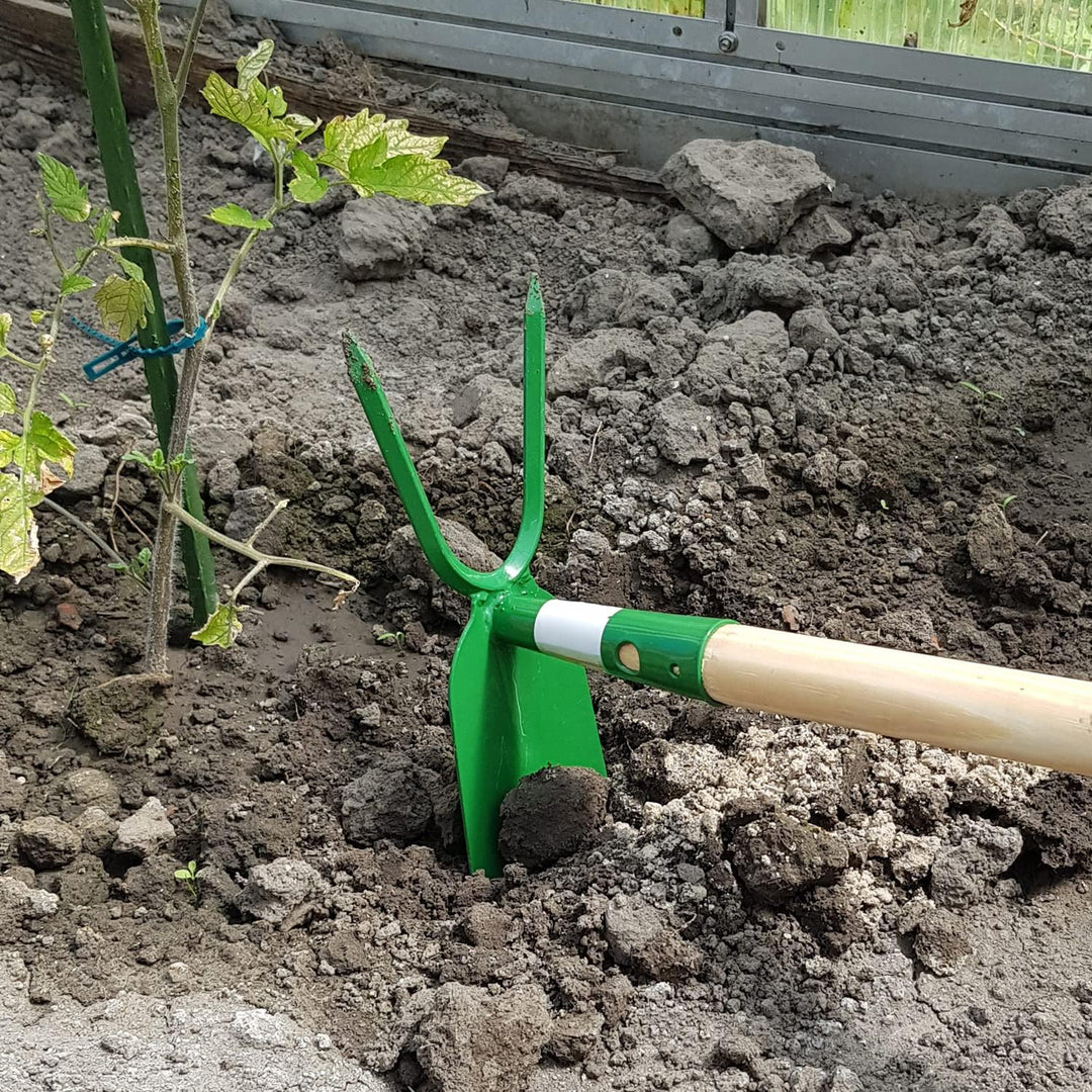 Garten Gerät Doppelhacke Doppel Ziehhacke Hacke Grubber Boden Erde Gewächshaus Gemüse Blumen Beet St