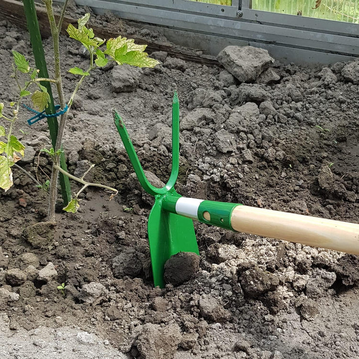 Garten Gerät Doppelhacke Doppel Ziehhacke Hacke Grubber Boden Erde Gewächshaus Gemüse Blumen Beet St