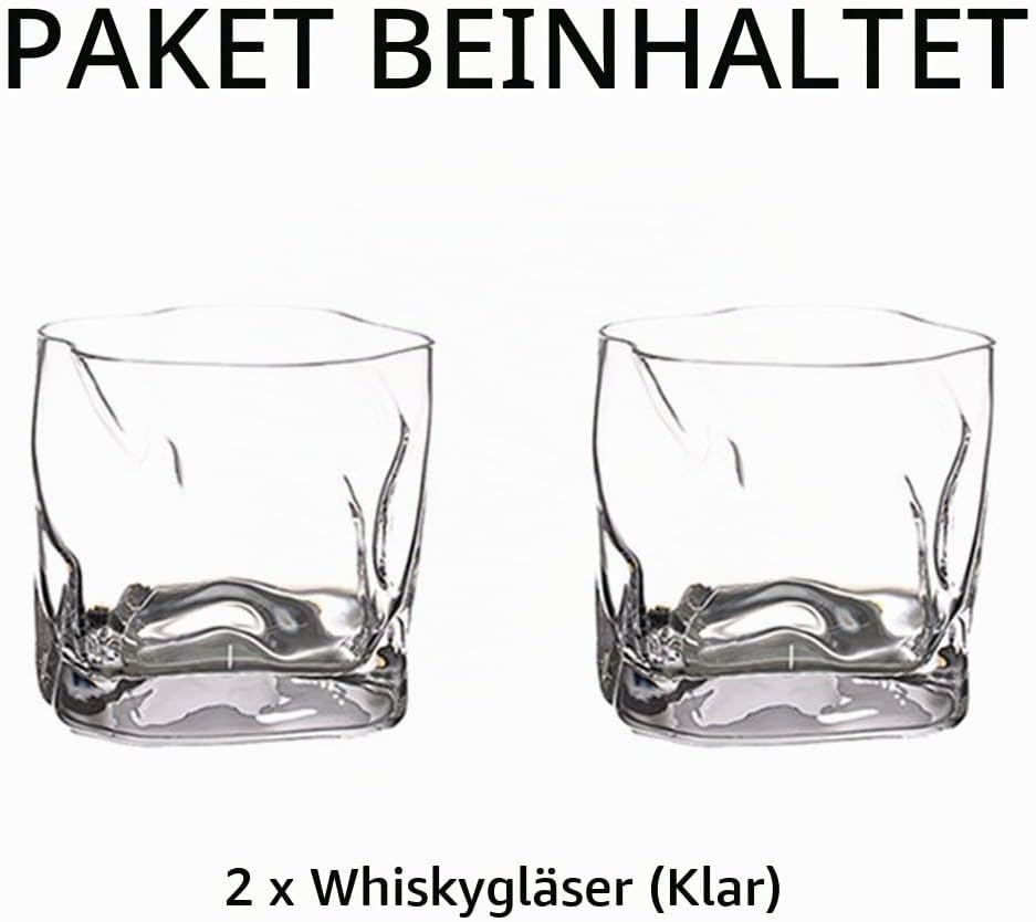 Unregelmässige Whiskygläser Set Mit 2 Gekippten Falten Scotch Glass 250Ml Modischer Whiskybecher Für