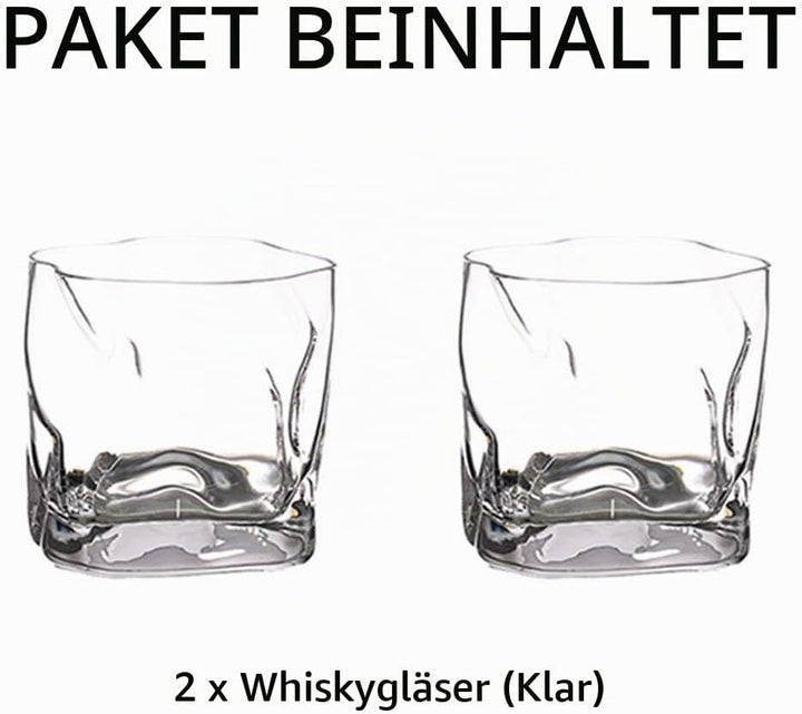 Unregelmässige Whiskygläser Set Mit 2 Gekippten Falten Scotch Glass 250Ml Modischer Whiskybecher Für