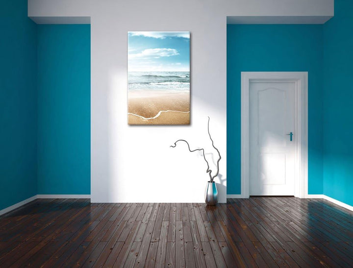 Pixxprint Sonnenschein Beach Strand Blauer Himmel, Format: 100x70 auf Leinwand, riesige Bilder ferti