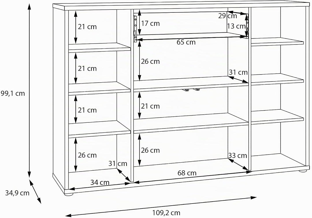 Forte Alice Springs Schuhschrank 150, modern-minimalistisch, 4-türig, 1 Schublade, Flur, Holzwerksto