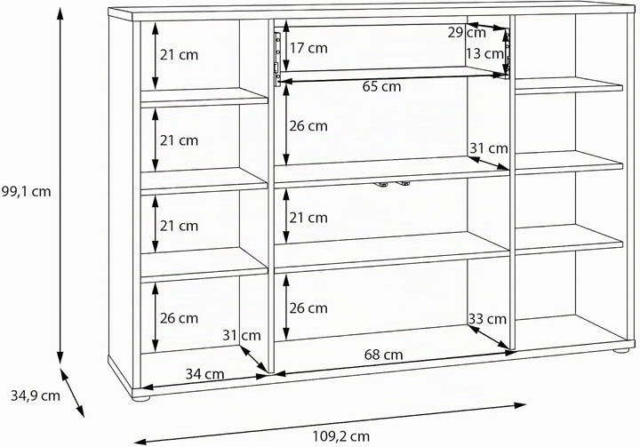 Forte Alice Springs Schuhschrank 150, modern-minimalistisch, 4-türig, 1 Schublade, Flur, Holzwerksto