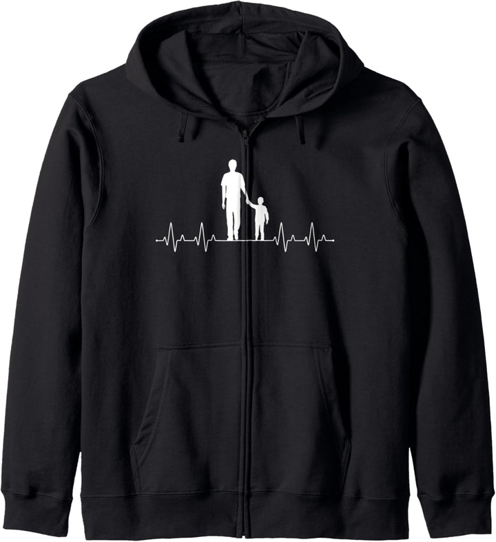 Vater & Sohn Partnerlook, Herzschlag & Hand, Bester Papa Kapuzenjacke