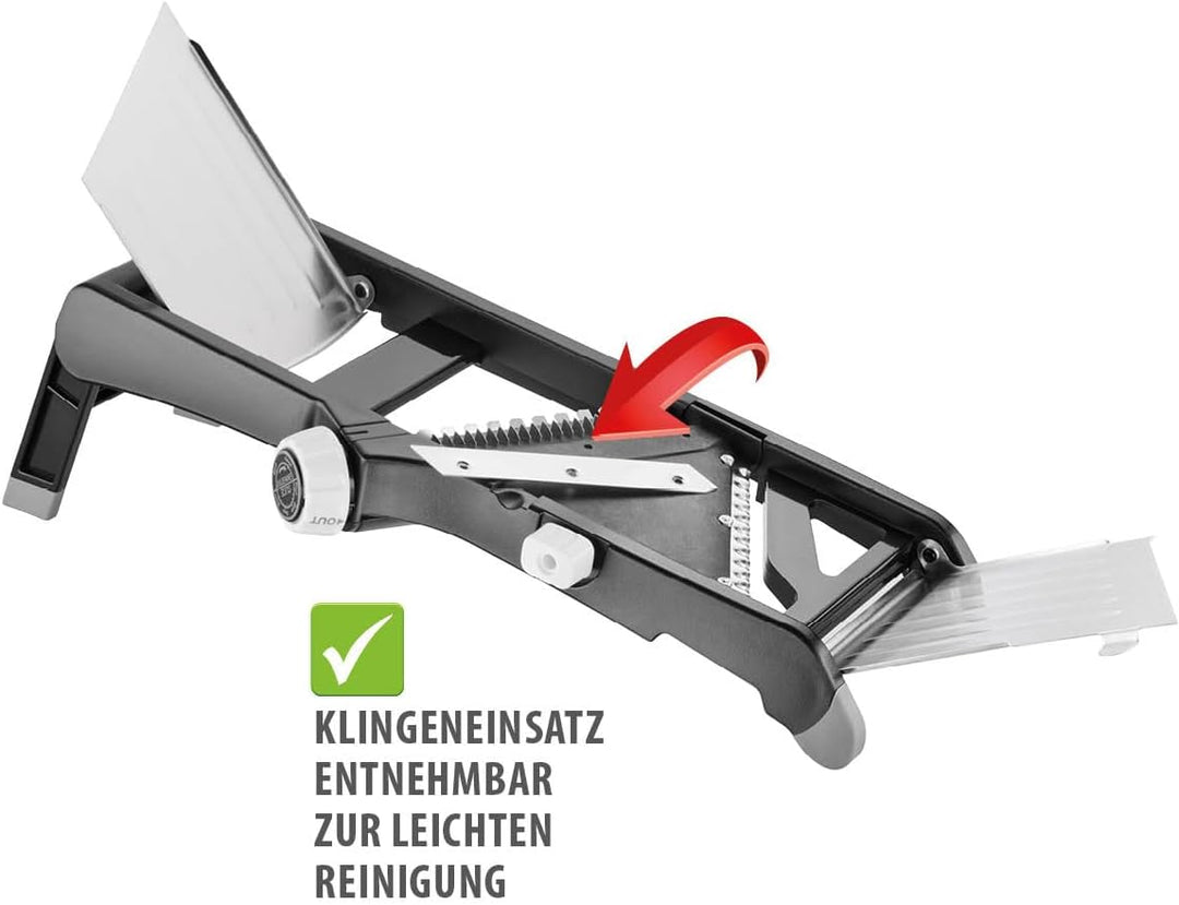 GEFU Gemüsehobel LAOLA | verstellbare Schnittstärken 1–9 mm | Julienne & Wellenschnitt | Edelstahl,
