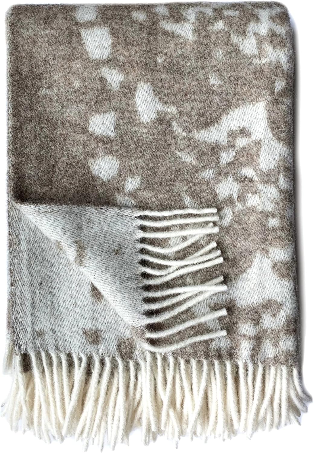 JOWOLLINA Wendedecke Wolldecke Plaid Kuscheldecke 100% Wolle 130x170 cm (Python braun Melange), Pyth