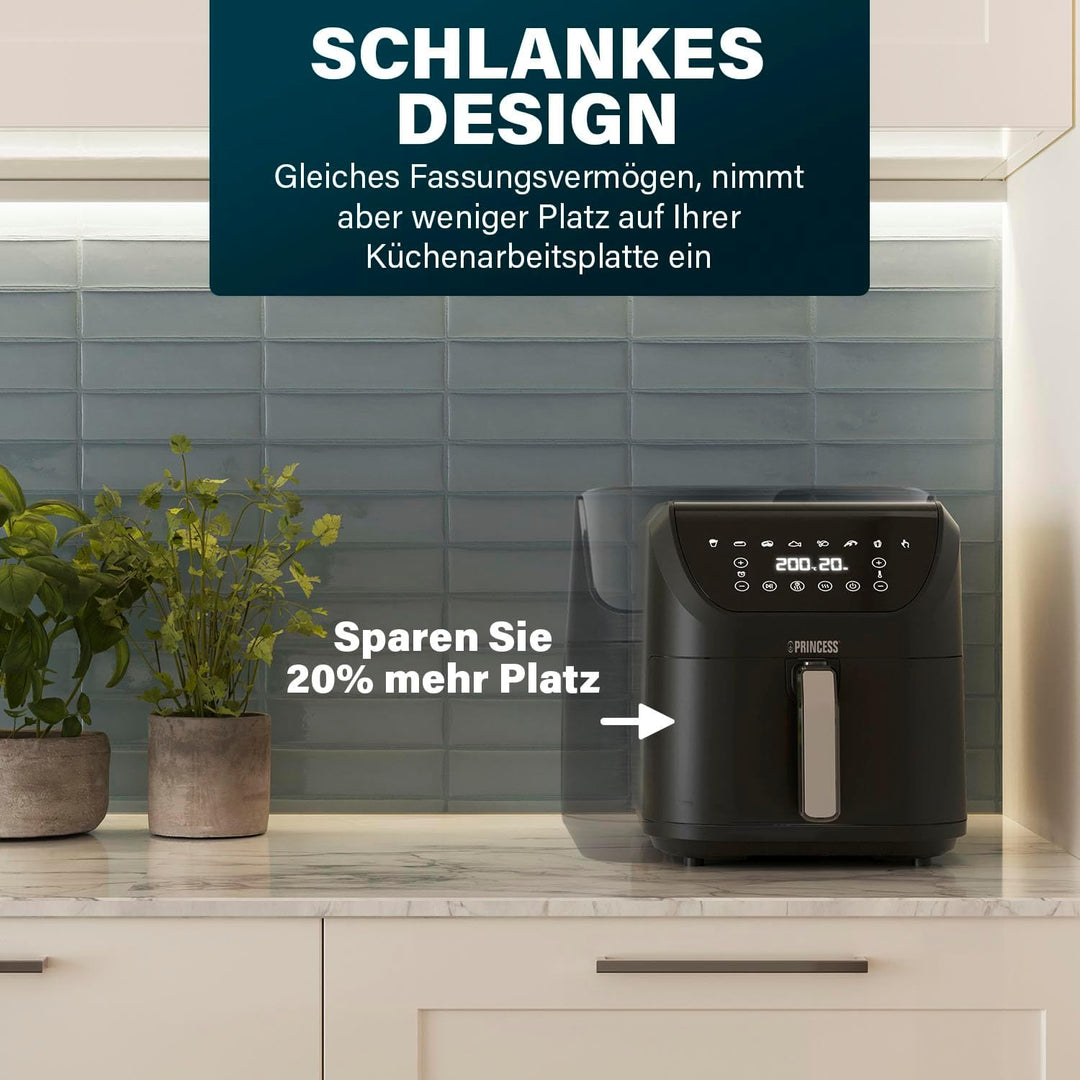 Princess SlimFry Heissluftfritteuse - Platzsparendes Design - BPA-frei - 8 L - 8 Programme - Einstel