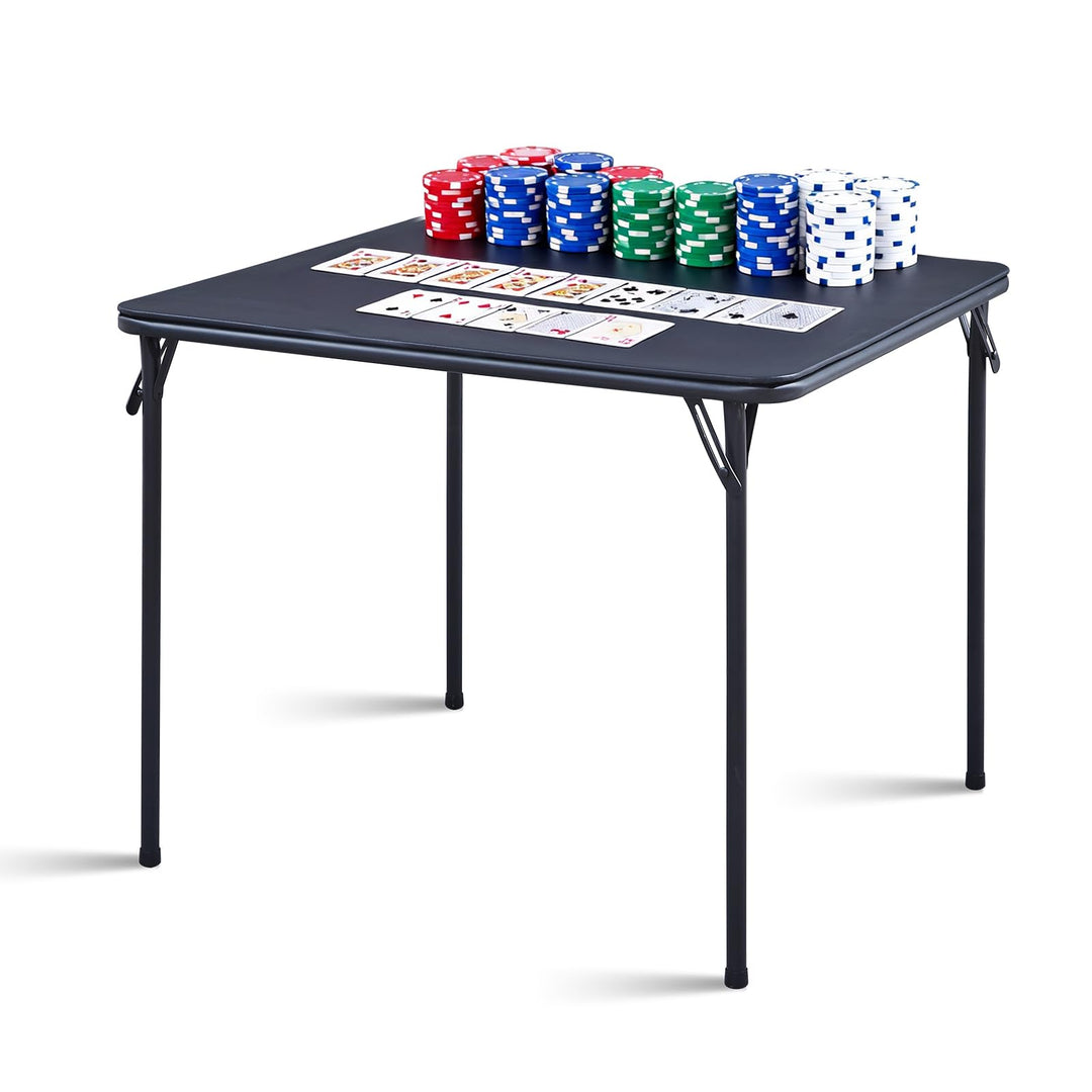 Quadratischer Klapptisch 80x80cm Kartentisch 4 Personen Schwarz, Schwarz