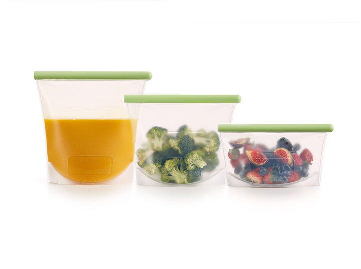 Lékué Silikonbeutel, 3er-Set, wiederverwendbar, grün Kit Grün, Kit Grün