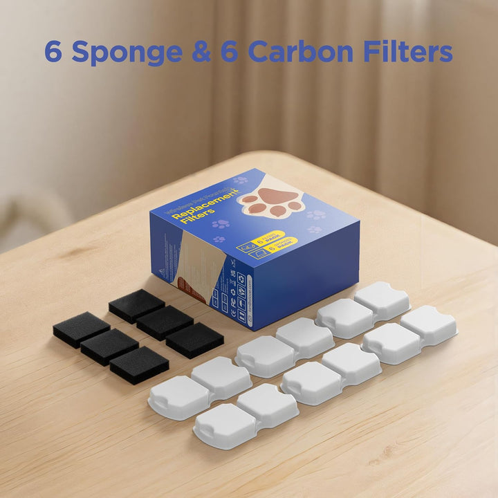 IHOUONE Katzen Trinkbrunnen Filter: 12 Filters Katzenbrunnen - 6 Kohlefilters Katzenbrunnen für Katz