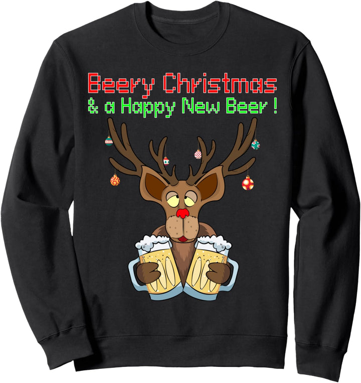 Merry Christmas Happy New Year Lustiger Weihnachten Bier Sweatshirt