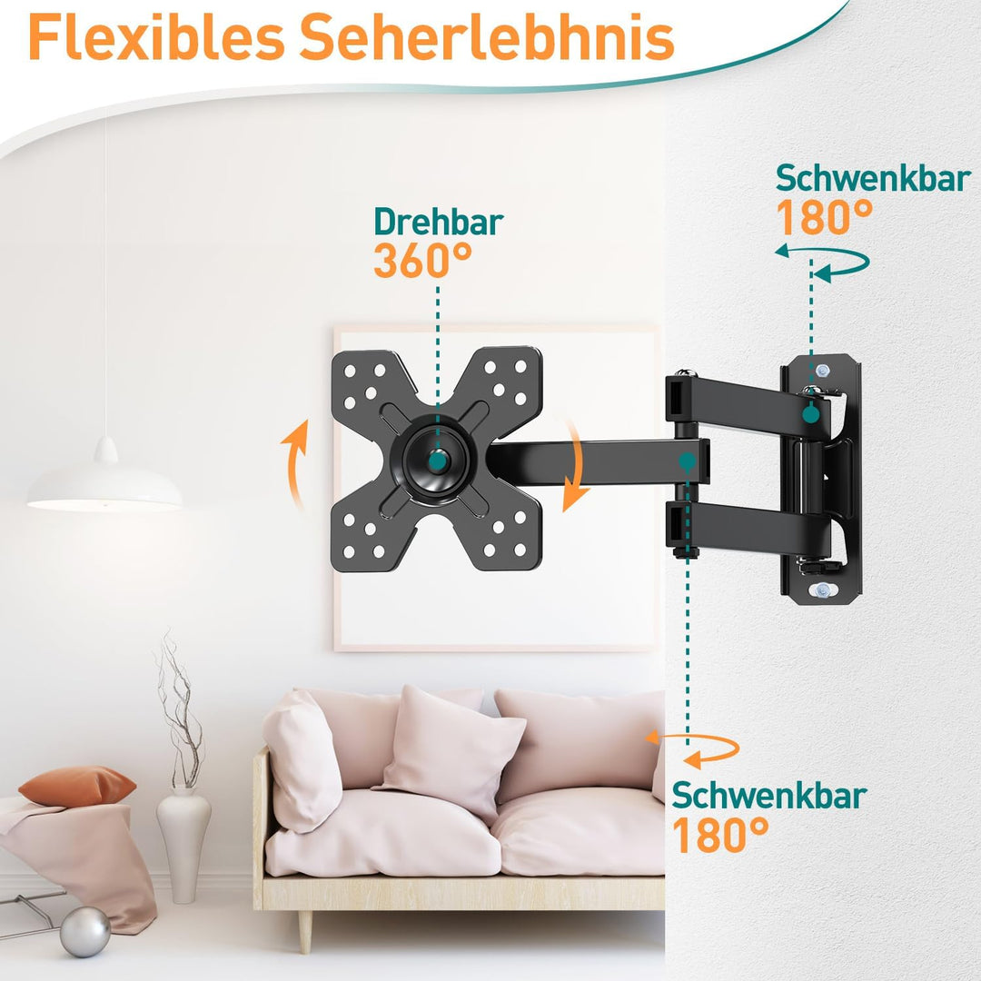 ELIVED Monitor Wandhalterung Schwenkbar Neigbar für die meisten 14-30 Zoll Bildschirme bis 15kg, Max