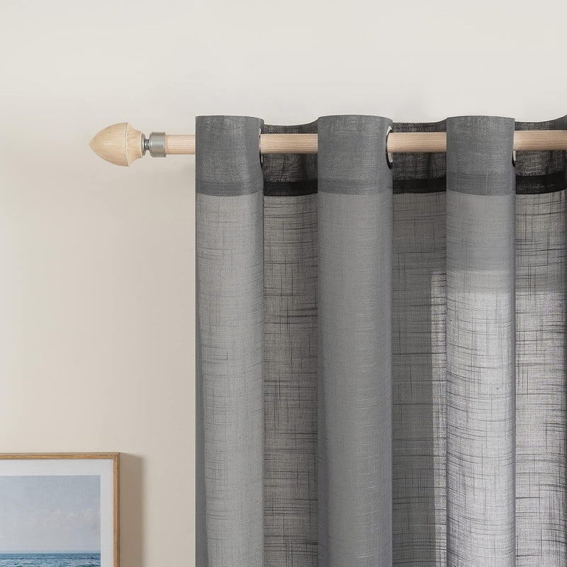 MIULEE 2er Set Voile Vorhang Sheer Leinenvorhang mit Ösen Transparente Leinen Optik Gardine Ösenscha