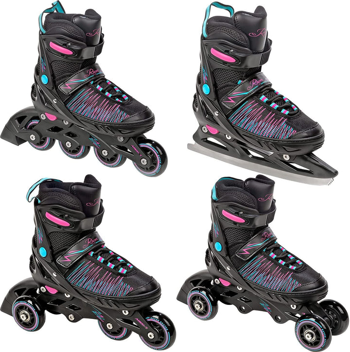 RAVEN 4in1 Inline Skates Triskates Rollschuhe Schlittschuhe Inliner für Kinder Erwachsene Mädchen Da