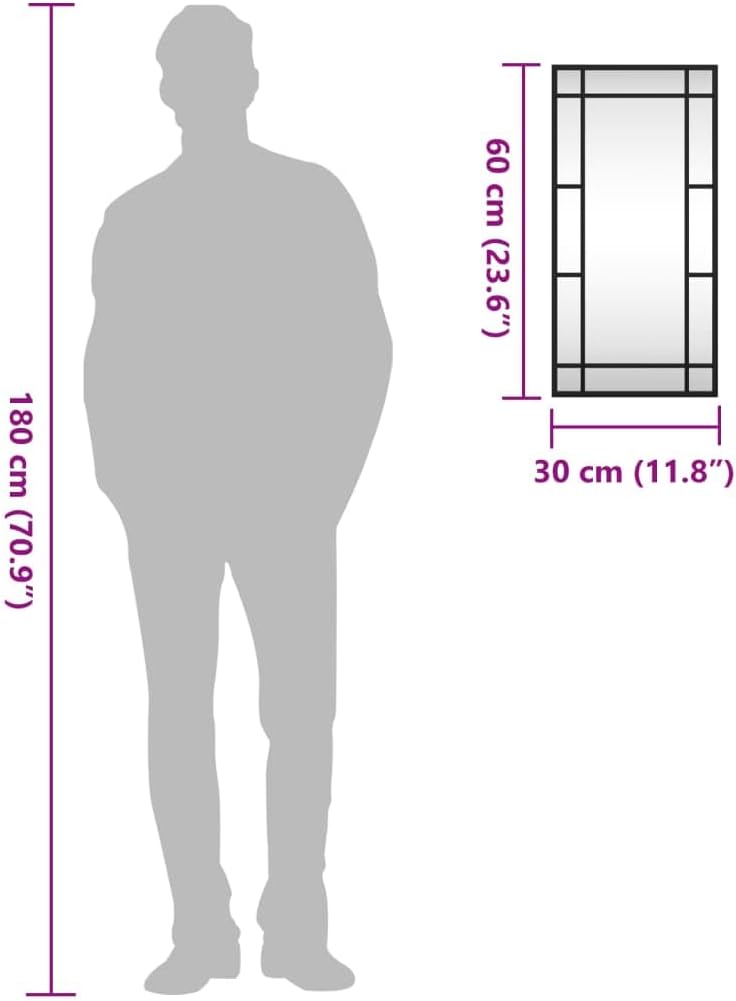 vidaXL Wandspiegel, Hängend Rechteckig Spiegel Badspiegel, Fensterspiegel für Badezimmer Wohnzimmer,