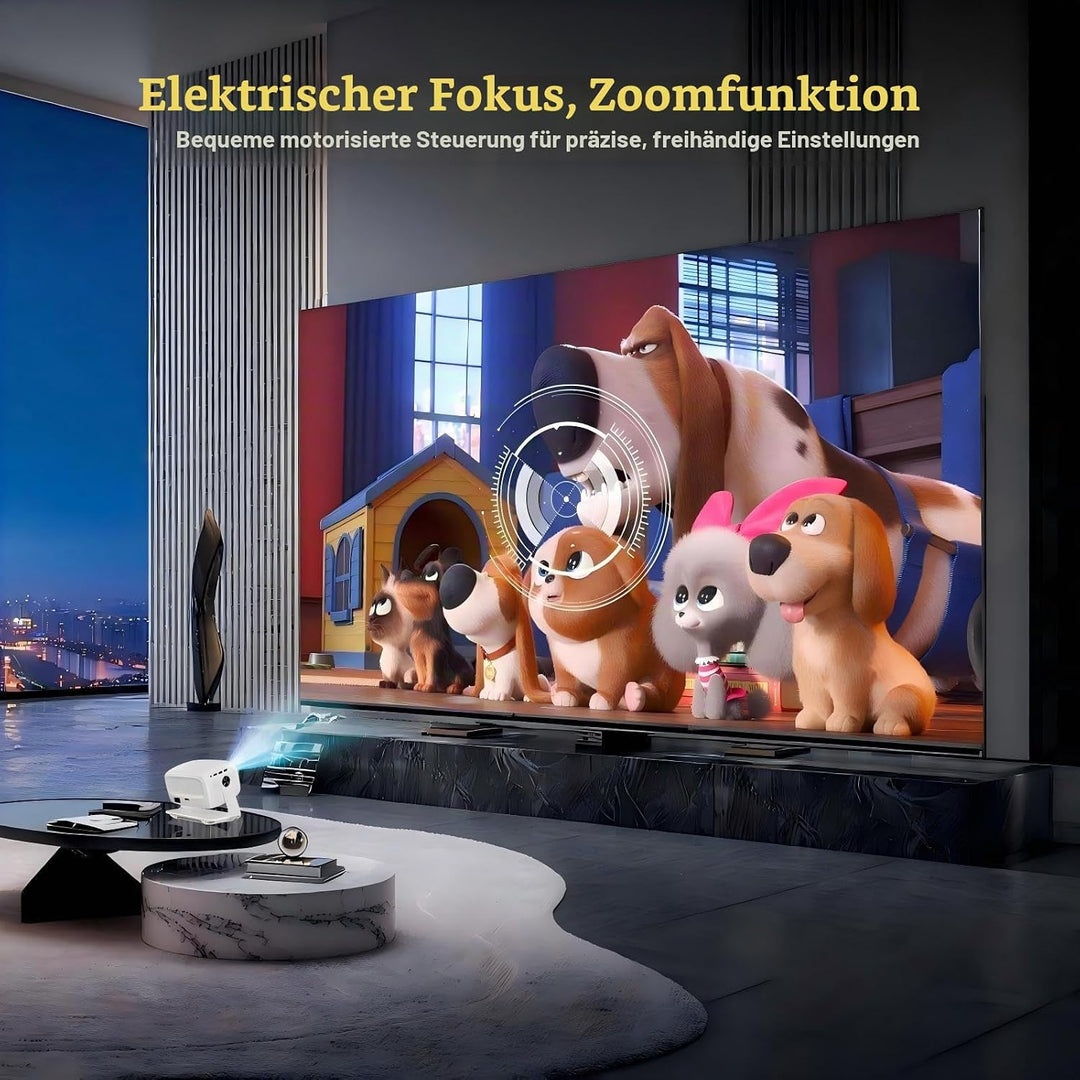 Beamer 1080P, Projektor Heimkino 16000L mit Bluetooth 5.2＆WiFi 5G, Elektrische Fokus Projector Unter