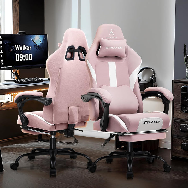 GTPLAYER Gaming Stuhl, Gamer Stuhl, Atmungsaktiver Bürostuhl aus Hochwertigem Stoff, Ergonomischer P