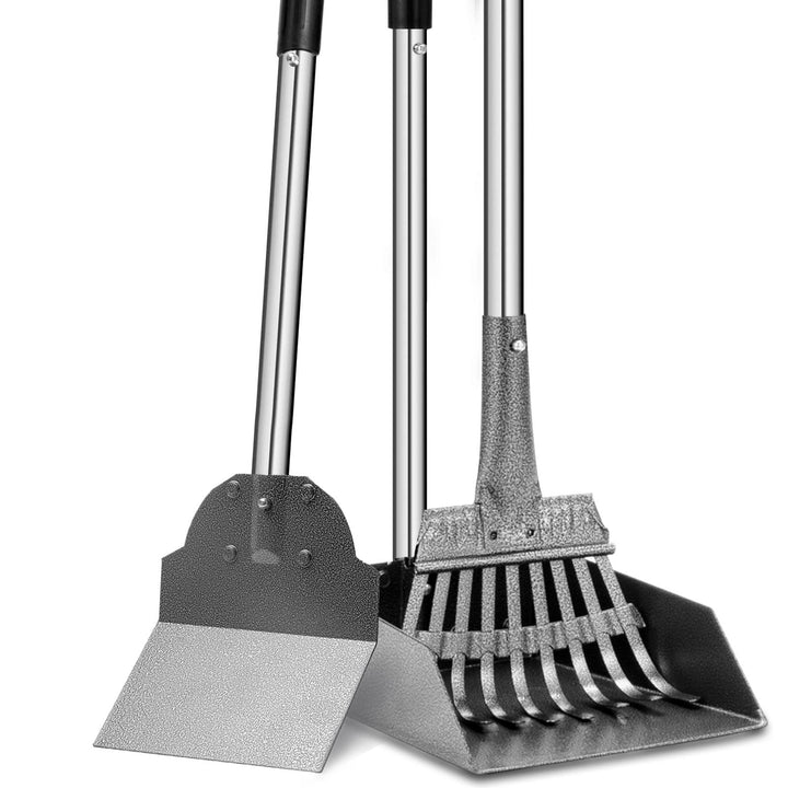Hundekotschaufel, Tablett-Rechen und Spaten, 3 Stück, Kotschaufel, verstellbarer langer Griff, Metal