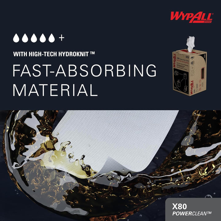 WypAll X80 Power Clean Reinigungstücher für schwere Reinigungsaufgaben 8252 – 2-in-1 Midi-Rollenrein