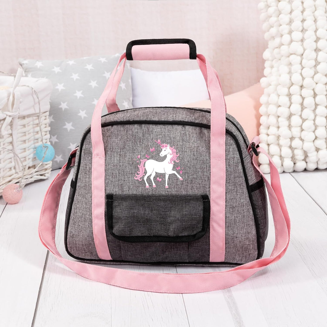 Bayer Design 69033AB Wickeltasche für Puppen, Wickelunterlage, Stoffwindel, Puppenzubehör, Jeans-gra