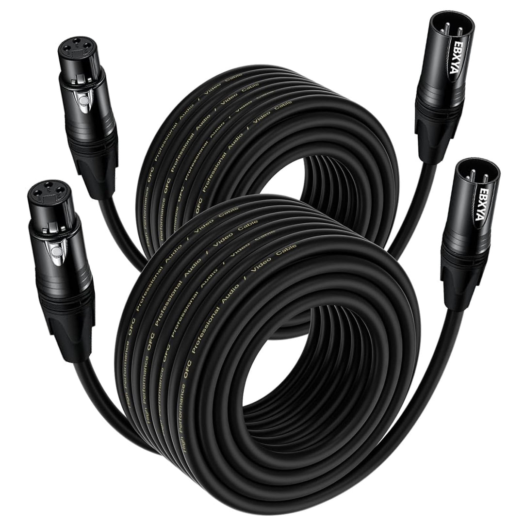 EBXYA XLR-Mikrofonkabel 20m/65,6ft 2er-Pack – 3-polig symmetrisch geschirmtes Audiokabel Schwarz – F
