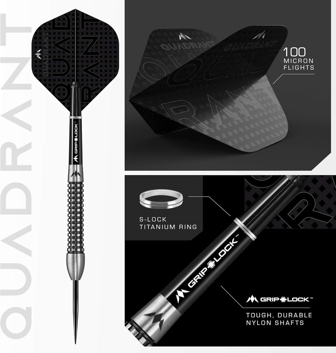 Mission Quadrant-Dartpfeile, Stahlspitze, schwarzes Titan, 25 g