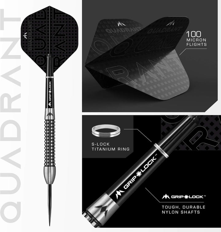 Mission Quadrant-Dartpfeile, Stahlspitze, schwarzes Titan, 25 g