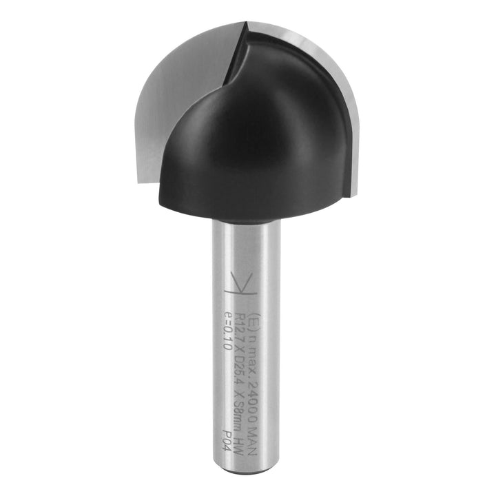 ENT 12300 Hohlkehlfräser HW, Schaft (S) 8 mm, Radius (R) 12,7 mm, Durchmesser (D) 25,4 mm, NL 19 mm,