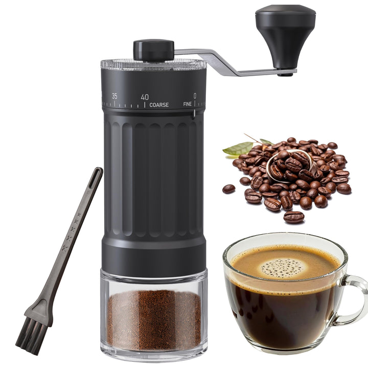 Tragbare Mini Manueller Handkaffeemühle mit 40-stufige Externer Verstellbarer, Kaffeebohnen Kegelmah