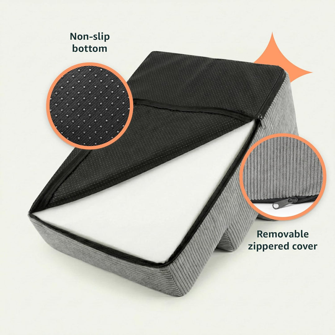 murando Hundetreppe für Kleine Hunde 3 Stufen 30 cm, Cord - Grau | Haustiertreppe für Bett, Sofa, Be