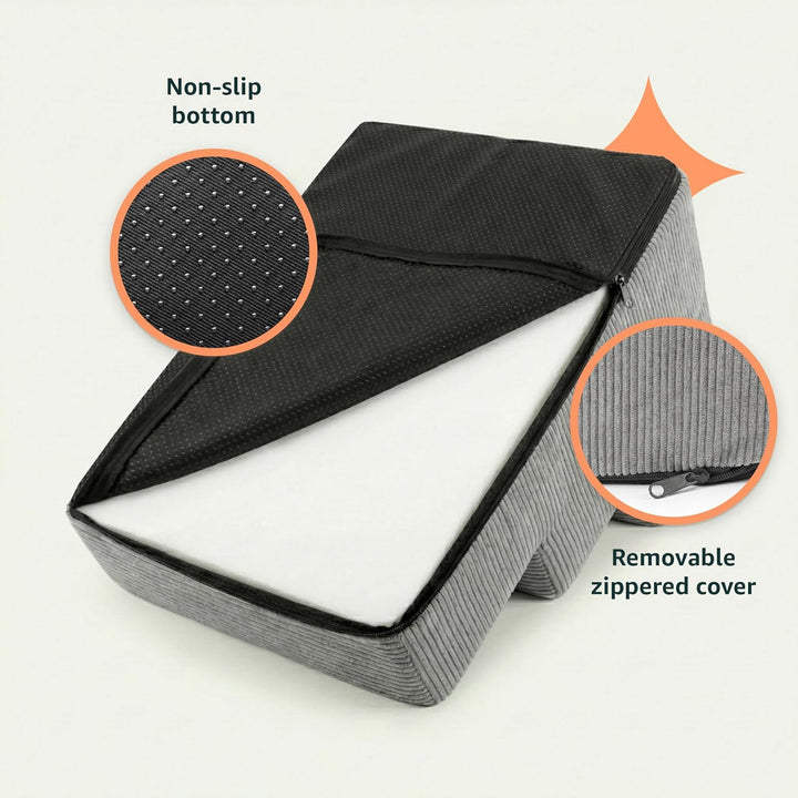 murando Hundetreppe für Kleine Hunde 3 Stufen 30 cm, Cord - Grau | Haustiertreppe für Bett, Sofa, Be
