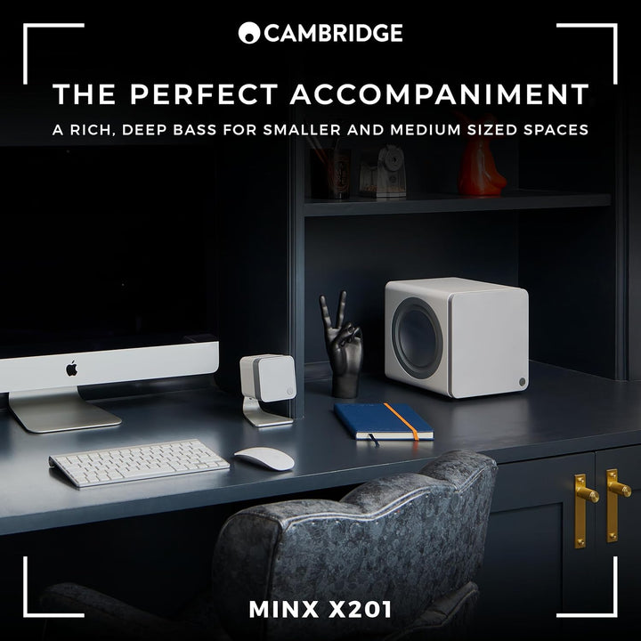 Cambridge Audio Minx X201-200 Watt Aktiv-Subwoofer mit Zwei zusätzlichen Basstreibern und voll einst