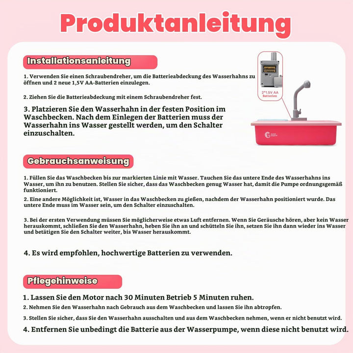 cute stone Küchenspüle Spielzeug Set mit warmbarem Wasser-Recycling Wasserhahn und Waschbecken, Wärm