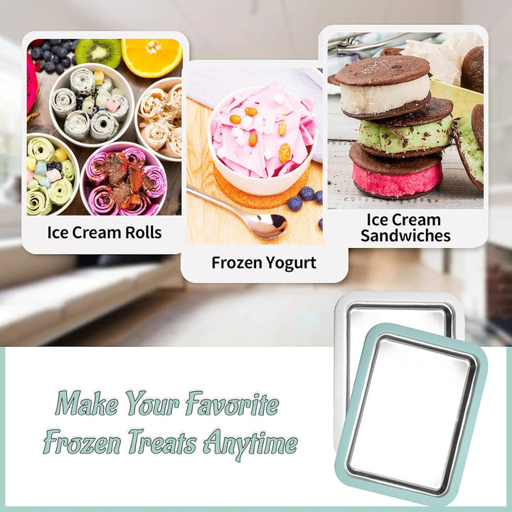 climafusion Eisplatte Eis Rolls zum Eis Machen DIY, Ice Cream Machine rolls maker mit 2 Spateln, Gel
