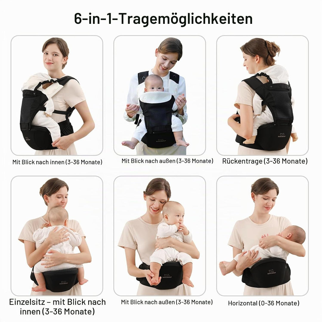 Bebear Babytrage für 0-36 Monate, 3D Air Mesh Rucksack für Neugeborene bis Kleinkinder,ergonomischer